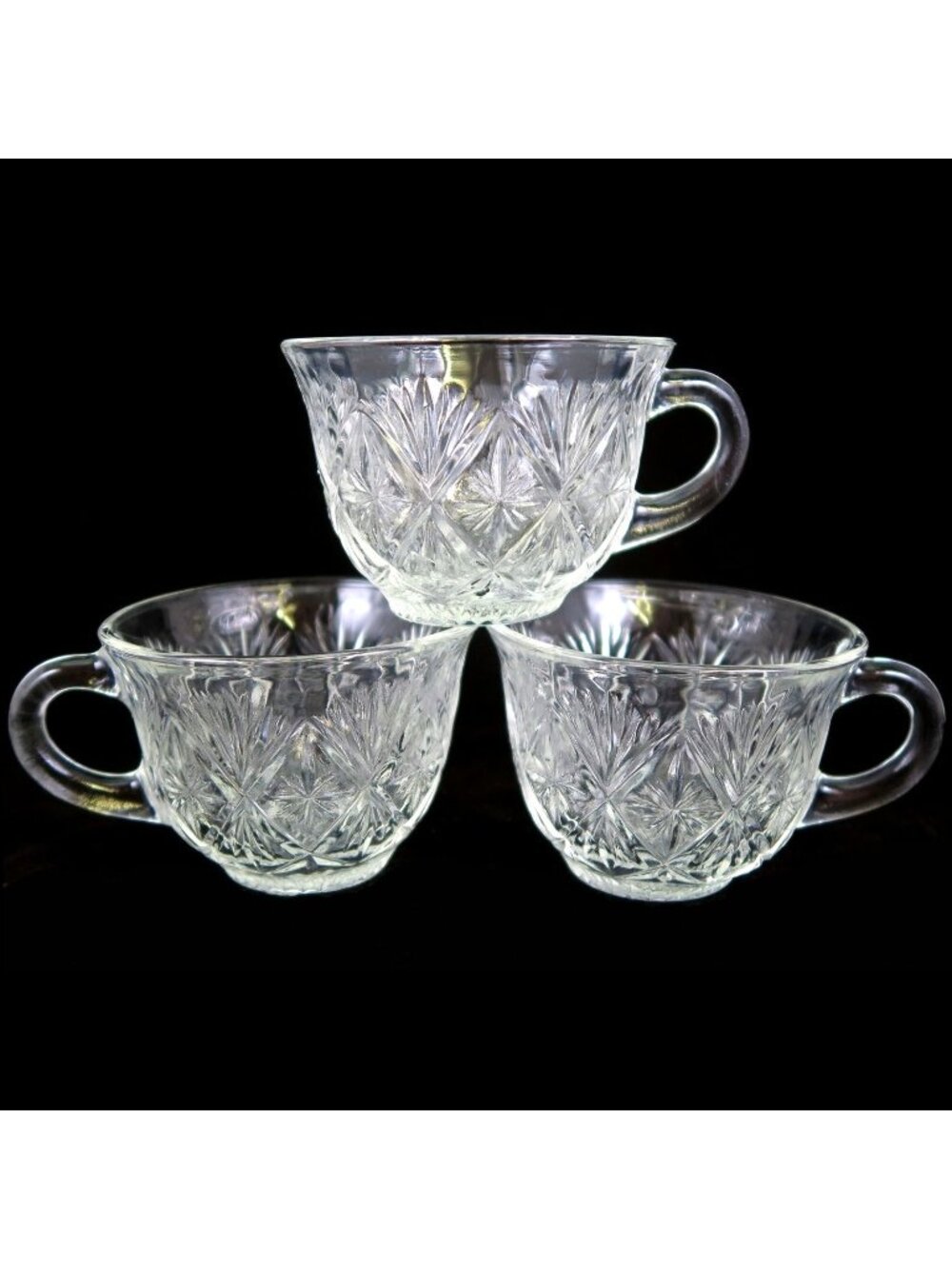 Hazel Atlas Heritage Stars Punch Cups - Set of 3 - 1960s-70s Glass